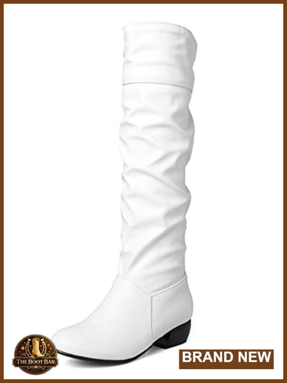 Sungtin Women's Faux Leather Knees High Flat Slouch Boots